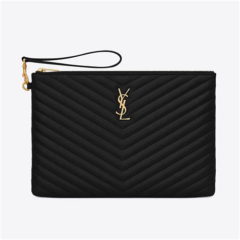 monogram leather pouch ysl|Saint Laurent Monogram Matelassé Leather Pouch .